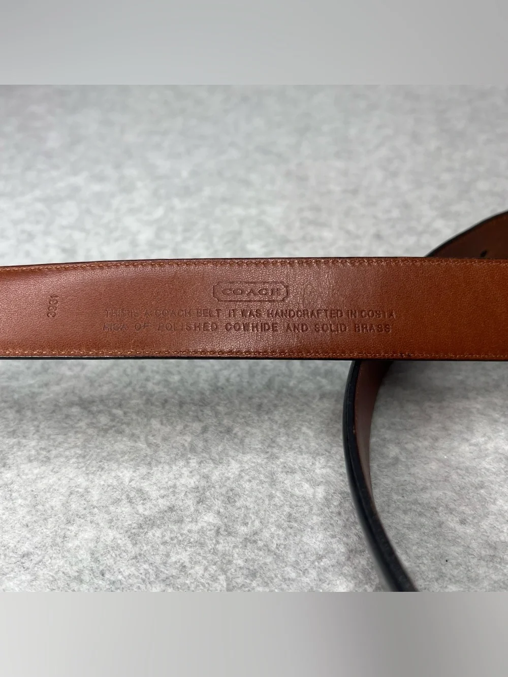 Coach Leather Belt Size 38 Polished Cowhide Brass Buckle Black 3931
